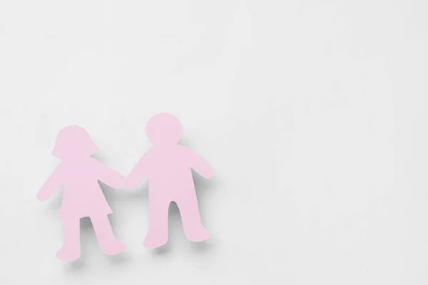 Male Female Human Figures Holding Hands White Background Friendship Day — Stock Photo, Image