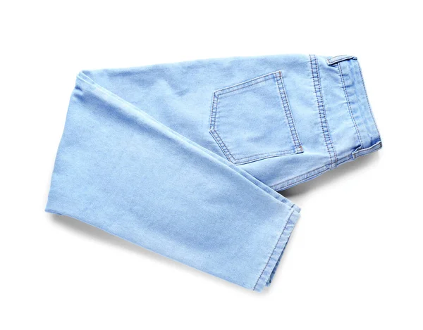 Gefaltete Jeans Auf Weißem Hintergrund — Stockfoto