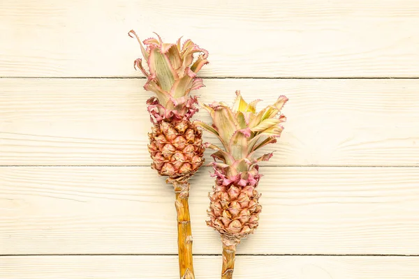 Decorative Pineapples White Wooden Background — Stock Photo, Image