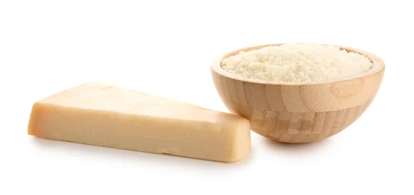 Μπολ Νόστιμο Τυρί Παρμεζάνα Λευκό Φόντο — Φωτογραφία Αρχείου