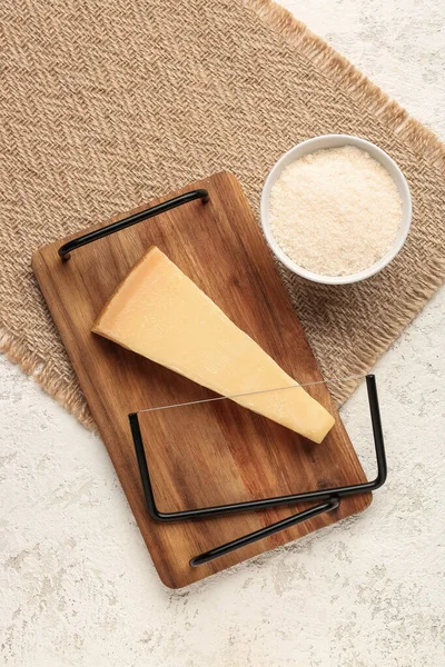 Tasty Parmesan Cheese Light Background — Stock Photo, Image