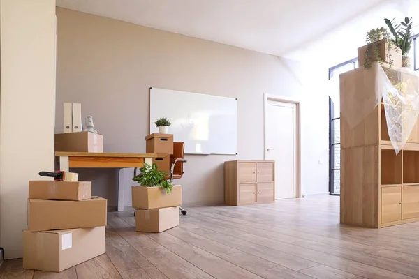 Workplace Cardboard Boxes Office Moving Day — Stock Photo, Image