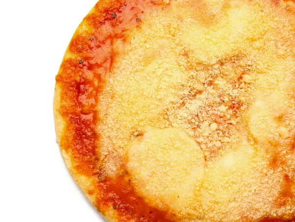 Pizza Lezat Dengan Keju Parmesan Latar Belakang Putih — Stok Foto