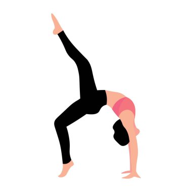 Beyaz arka planda yoga yapan kadın.