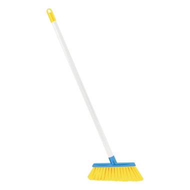 Beyaz arkaplanda ev temizliği için yer fırçası