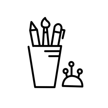 Beyaz arka planda sanatçı malzemeleri seti