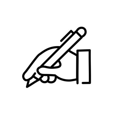 Beyaz arkaplanda kalemi olan el