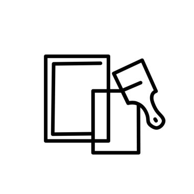 Resim çerçeveleri ve beyaz arkaplanda fırça