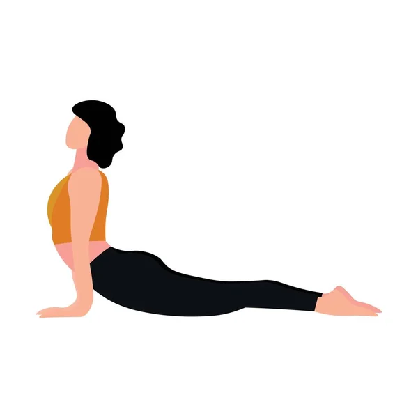 在白人背景下练习瑜伽的女人 — 图库矢量图片