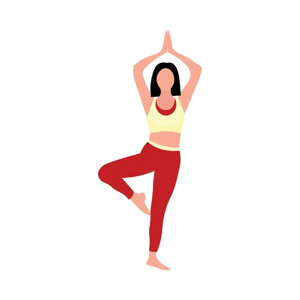 Mujer Meditando Practicando Yoga Sobre Fondo Blanco — Archivo Imágenes Vectoriales