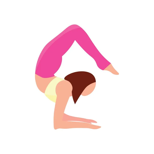 Beyaz Arka Planda Yoga Yapan Kadın — Stok Vektör