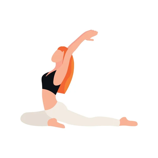 Kvinna Utövar Yoga Vit Bakgrund — Stock vektor