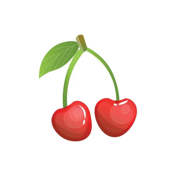 Ripe Cherries White Background — Stock Vector