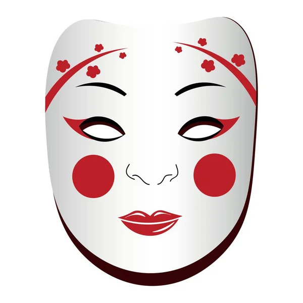 Japonská Kabuki Maska Bílém Pozadí — Stockový vektor