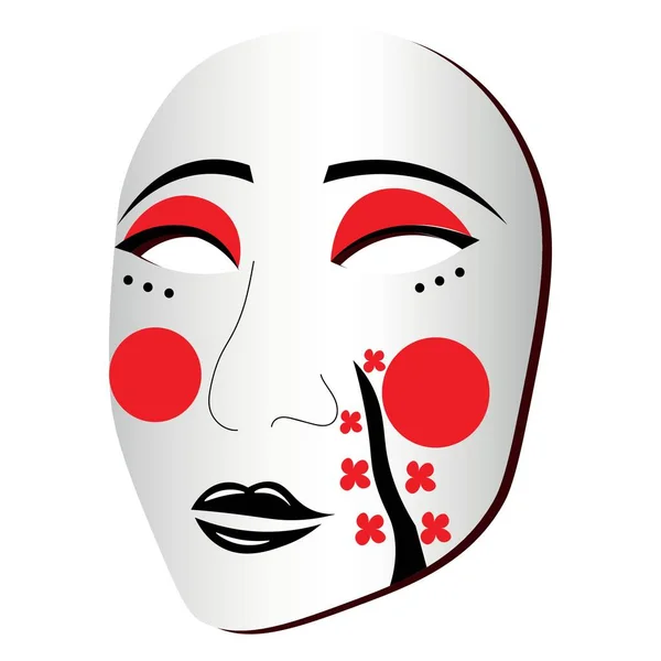 Japonês Kabuki Máscara Branco Fundo —  Vetores de Stock