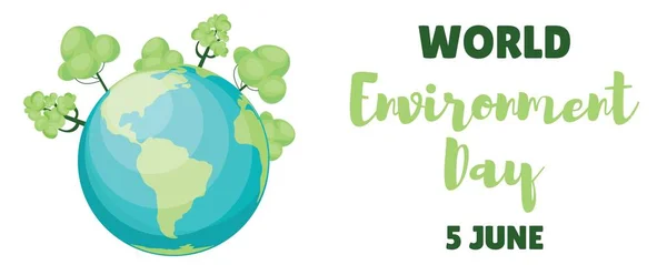 Banner World Environment Day Föld Bolygóval Fehér Alapon — Stock Vector