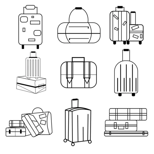 Set Traveler Suitcases White Background — Stock Vector