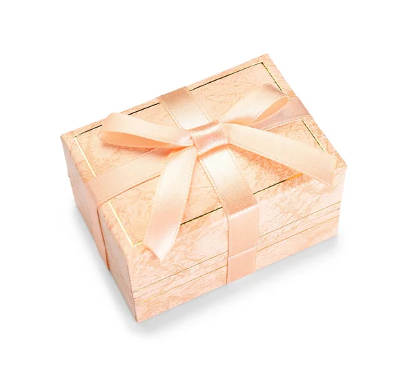 Krásná Krabice Pro Snubní Prsteny Bílém Pozadí — Stock fotografie