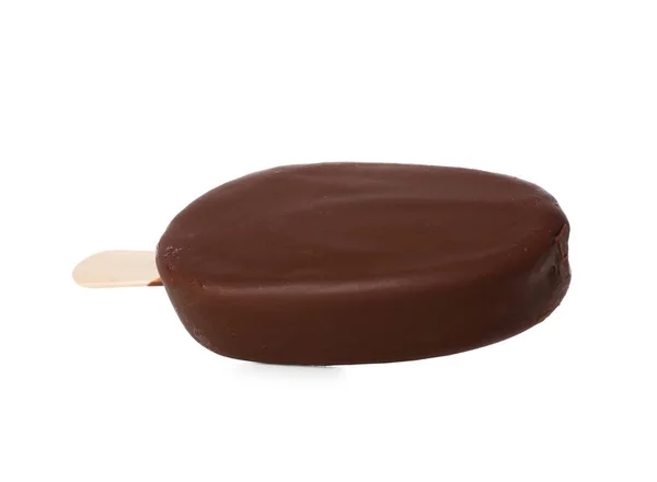 Вкусное Шоколадное Мороженое Палочке Белом Фоне — стоковое фото
