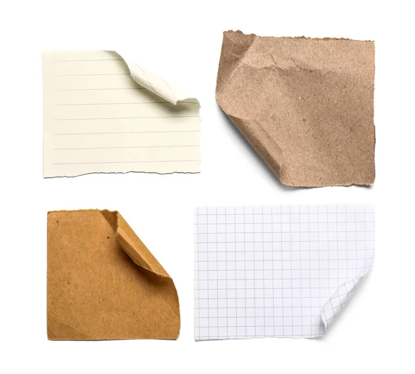 Різні Шматки Паперових Листів Ізольовані Білому Тлі — стокове фото