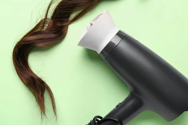 Brown Hair Dryer Green Background — Stock Photo, Image