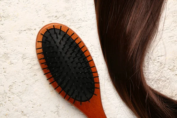 Brown Hair Brush Grunge Background Closeup — Stock Photo, Image