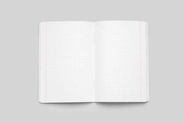 Páginas Copybook Branco Sobre Fundo Cinza — Fotografia de Stock