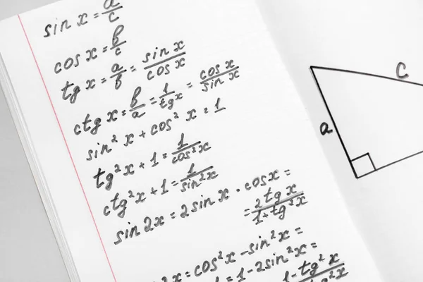 Copybook Con Fórmulas Matemáticas Primer Plano —  Fotos de Stock