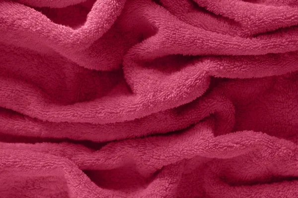 Crumpled Terry Viva Magenta Fabric Closeup — Stock Photo, Image