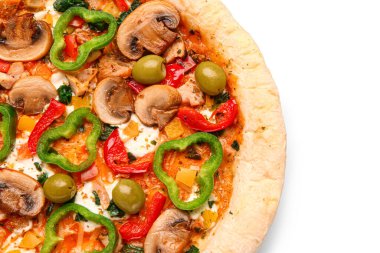 beyaz zemin üzerinde sebze pizza