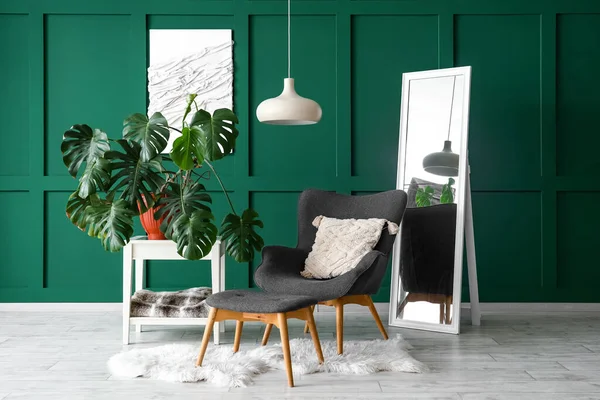 Interior Living Room Armchair Monstera Houseplant — Stock Photo, Image