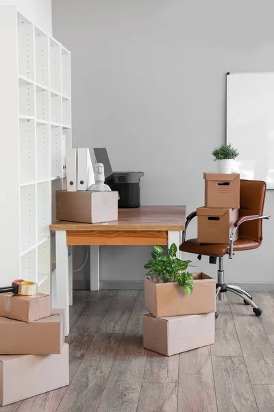 Workplace Cardboard Boxes Office Moving Day — Stock Photo, Image