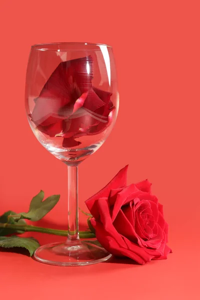 Glass Petals Beautiful Rose Red Background — Stock Photo, Image