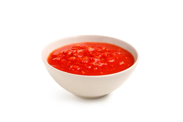 Bowl Tasty Tomato Sauce White Background — Stock Photo, Image
