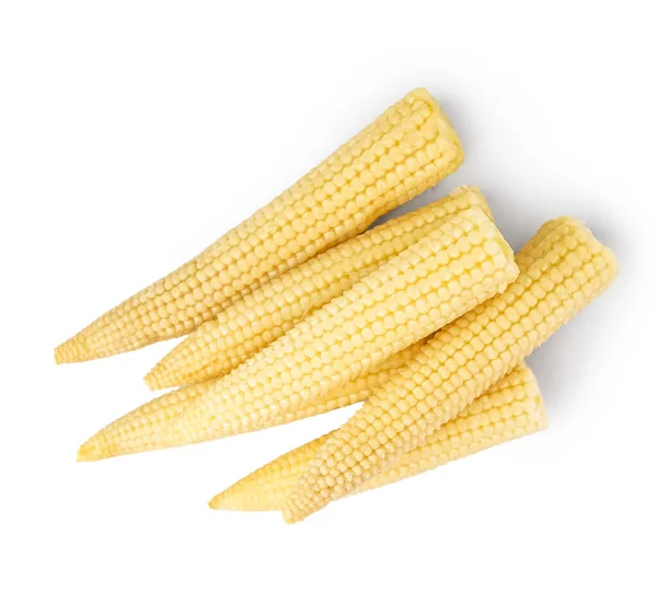 白色背景的玉米罐头堆肥 — 图库照片