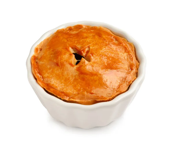 Tasty Meat Pot Pie White Background — Stock Photo, Image