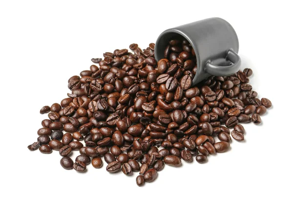 Cup Roasted Coffee Beans Isolated White Background — Stock Photo, Image