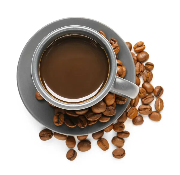 Cup Hot Aromatic Coffee White Background — Φωτογραφία Αρχείου