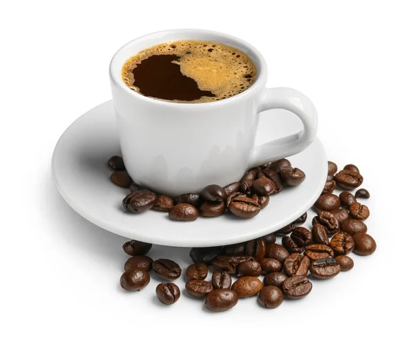 Cup Hot Aromatic Coffee White Background — 图库照片