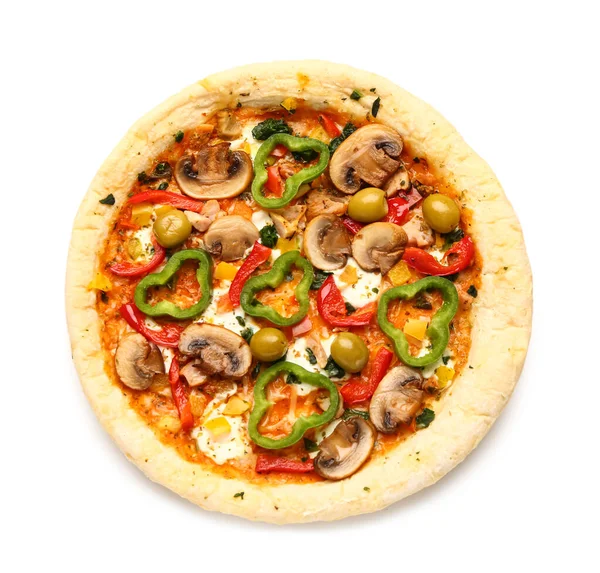 Plantaardige Pizza Witte Achtergrond — Stockfoto