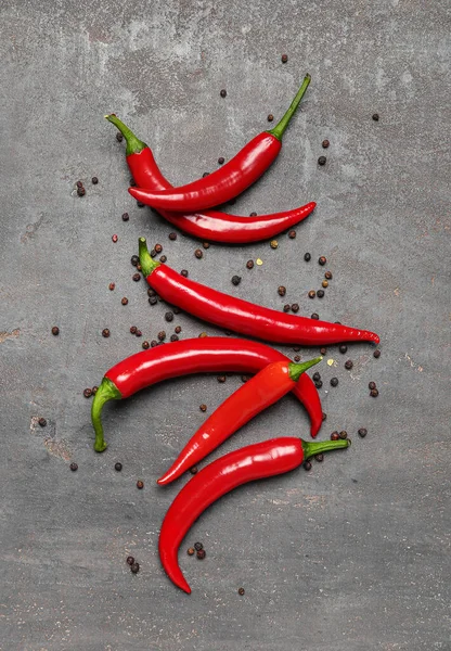 Fresh Chili Peppers Peppercorns Dark Background — Stock Photo, Image