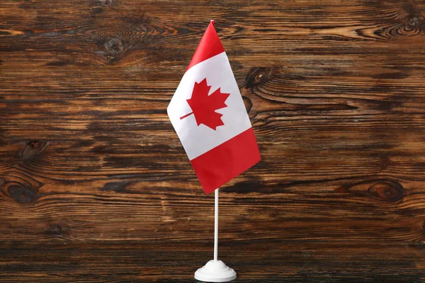 Bandera Canadá Sobre Fondo Madera Oscura — Foto de Stock