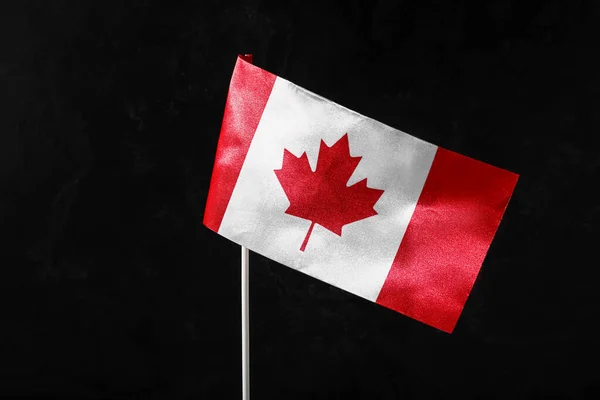 Bandeira Canadá Fundo Escuro Close — Fotografia de Stock