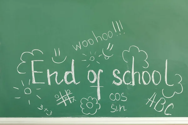 Text End School Drawings Blackboard — Stock Photo, Image
