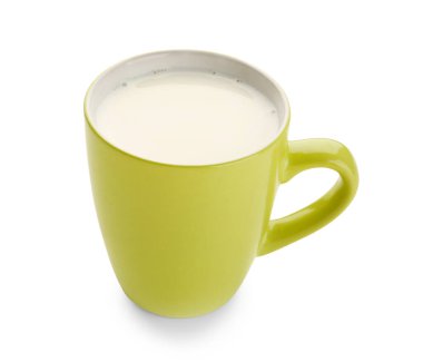 süt beyaz zemin üzerine bir fincan