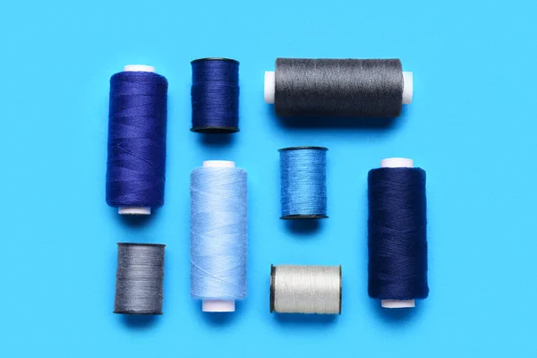 Composition Different Thread Spools Color Background — Stock Photo, Image