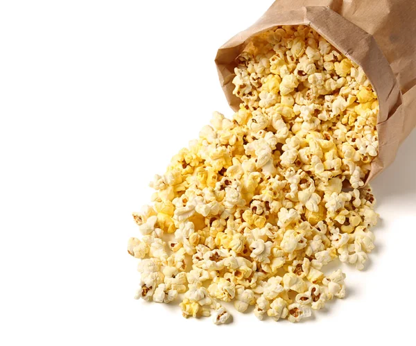 Paper Bag Crispy Popcorn White Background — Stock Photo, Image
