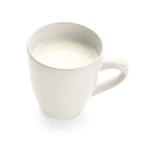 Kopp Mjölk Vit Bakgrund — Stockfoto