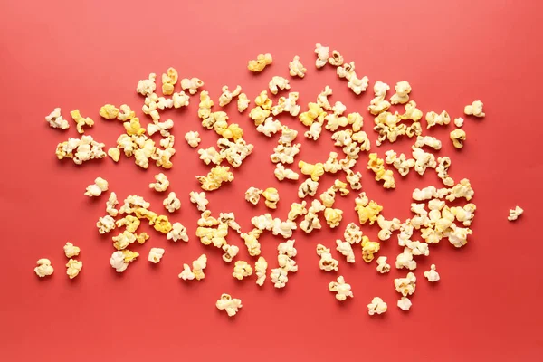 Crispy Popcorn Red Background — Stock Photo, Image