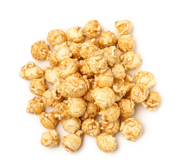 Heap Van Krokante Popcorn Witte Achtergrond — Stockfoto